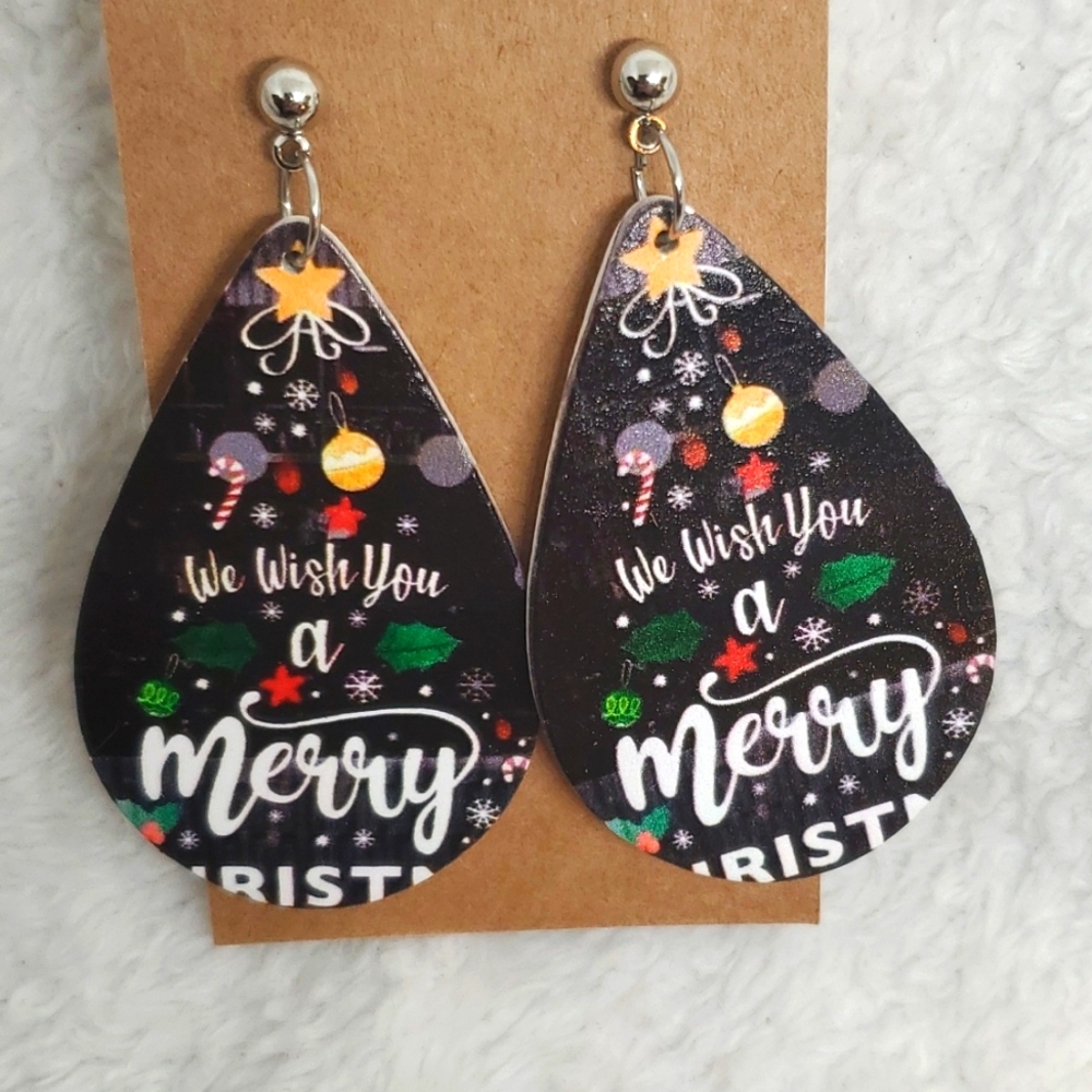 7/$10 Christmas Teardrop Earrings, New